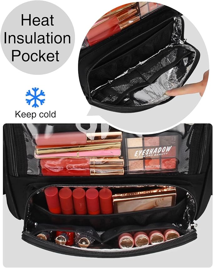 NAONAYA Makeup Brush Bag Extra Large Makeup Brush Case with 4 small bags Professional Makeup Artist Brush Holder Stand Up Organizer for Travel with Adjustable Dividers and Shoulder Strap