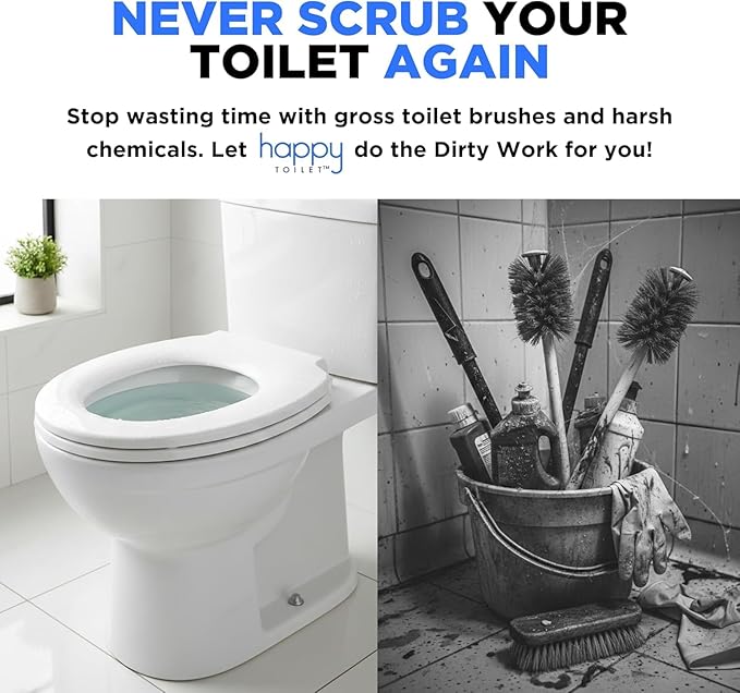 Happy Toilet Cleaner Original Toilet Bowl Tablet Holder Automatic Toilet Bowl Cleaner - Easy to Install Toilet Tablet Holder, Auto Toilet Cleaning System in Tank Caddy, Septic Safe Flush, Made in USA