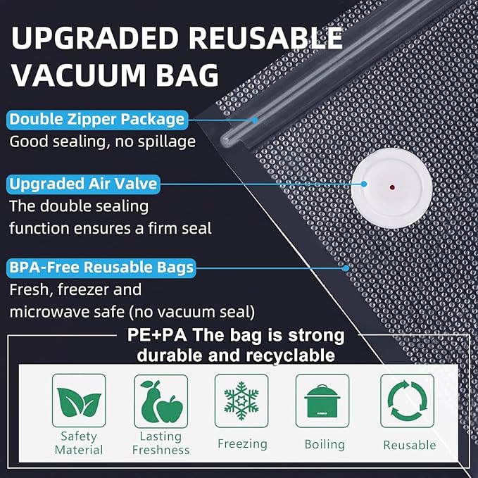 MOMODA Sous Vide Cooking Bags - Set of 20 | BPA-Free Reusable Vacuum Seal Bags (20 Large)