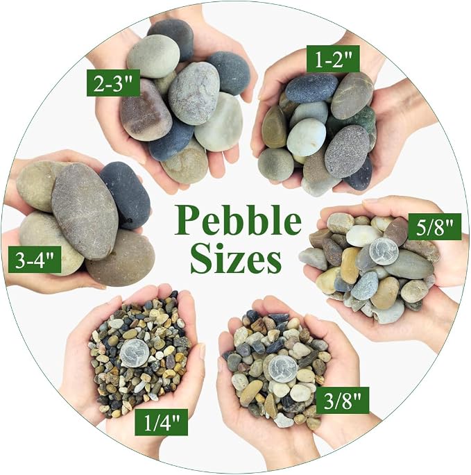 2lbs Natural River Rocks for Plants, 3/8" Aquarium Gravel | Decorative Polished Mixed Pebbles for Fish Tank, Gardening, Flower Pots, Vase Fillers, Indoor Water Fountains, Landscaping