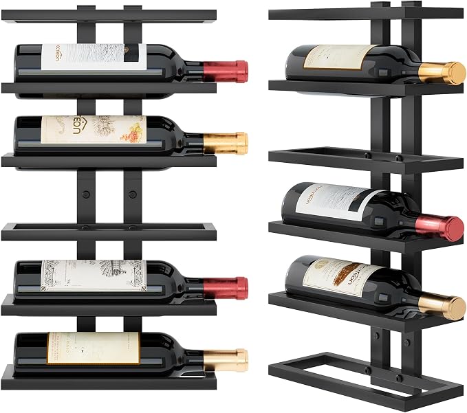 Hoctieon 6 Tier Wall Mount Wine Rack, Wall Racks for Wine Bottles Display and Storage, Hanging Bottle Organizer for Living Room, Dining Room, Wine Cellar, Bar, Black