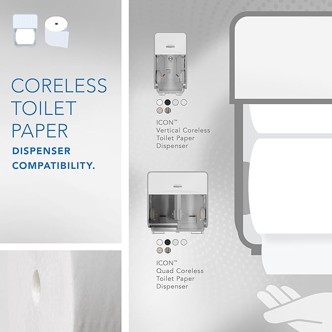 Scott Professional Essential Coreless High-Capacity Standard Roll Toilet Paper, Bulk (04007), 2-Ply, White (36 Rolls of 1,000 Sheets, 36,000 Sheet Total)