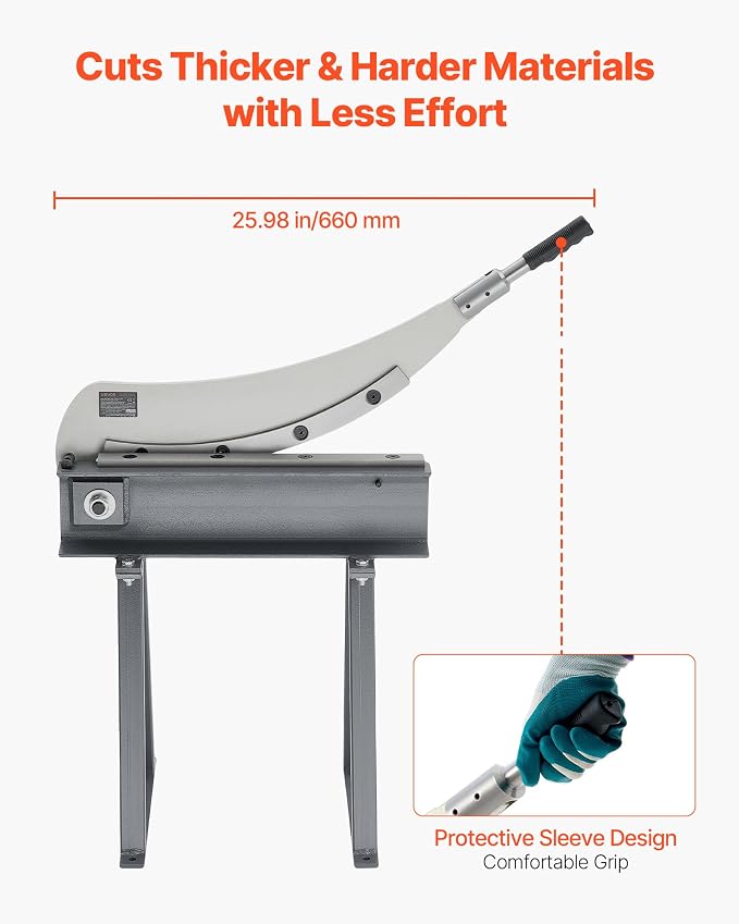 VEVOR Guillotine Shear, 20 in Bed Width Benchtop Cutter, Manual Hand Plate Shear for Metal Sheet Processing, with Q235 Material, High Precision, Stand, for PCB Board, Aluminum, Steel, Copper, Plastic