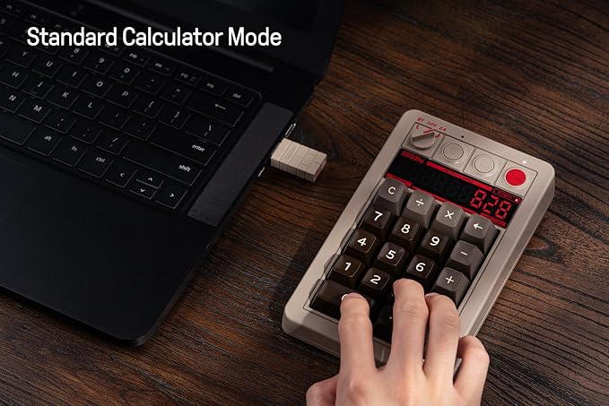 8Bitdo 18 Key Retro Mechanical Numpad, Supports PC & Standard Calculator Mode, Hot-swappable, PC Calculator Shortcut Button, Bluetooth/2.4G/Wired for Windows and Android - C64 Edition