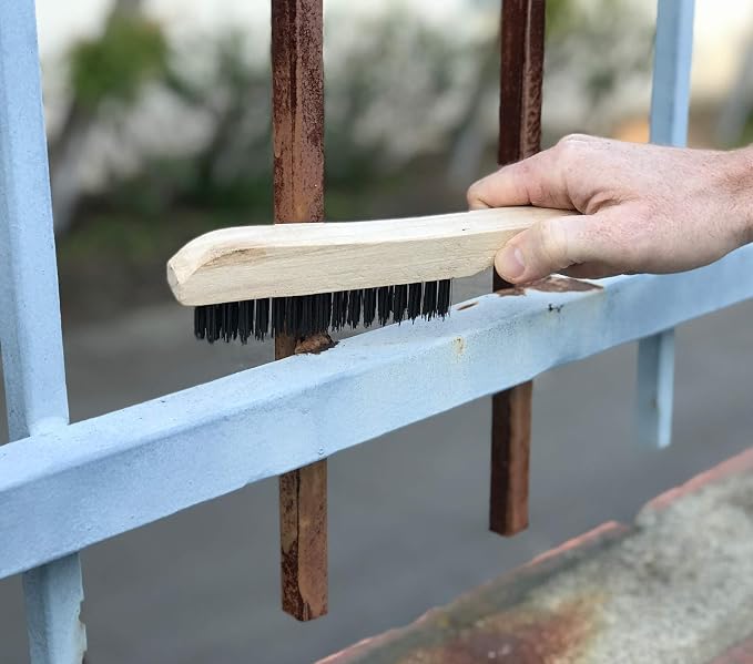 JOUNJIP 4 Multi-Purpose Shoe Handle Wire Scratch Brushes with Black Oil Tempered Steel