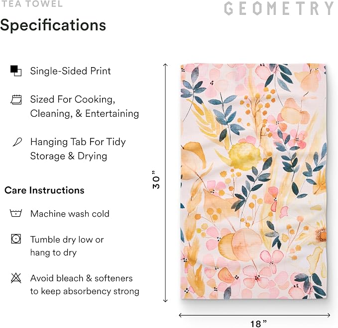 GEOMETRY Kitchen Tea Towels - Quick Dry Microfiber Dish Towels for Kitchen Sleepy Fields, 18" x 30" 1 Pack