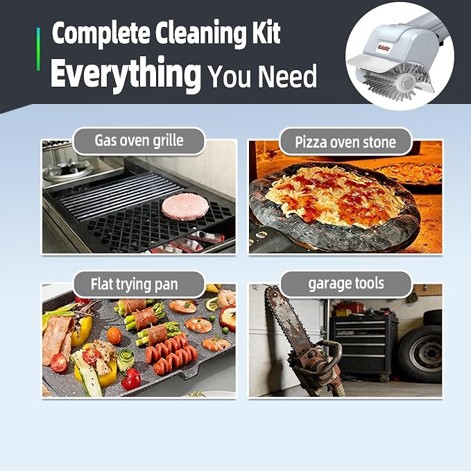 Electric Grill Brush and Cleaner - Cordless Rechargeable BBQ Cleaning Tool with Stainless Steel Removable Head, Dishwasher Safe, USB-C 4000mAh Battery for Grill Grates(Grey)