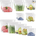 Premium Silicone Reusable Food Bags, Family Storage Set, 10 Pack, 100% Platinum Silicone Food Storage Bag Stand-Up Wide-Mouth Zip-Lock, Microwave Dishwasher Safe, 2XL/2L/2M/2S/2XS, Crystal-Clear