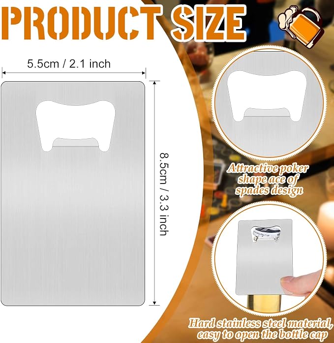 Nuogo 100 Pcs Stainless Steel Card Bottle Openers Bulk Metal Card Beer Openers Groomsmen Wallet Bottle Opener for Wedding Party Bridesmaid Favors Gifts (Silver)