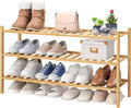 viewcare 3-Tier Long Shoe Rack, Bamboo Wood Shoe Rack for Closet, Entryway & Hallway, Stackable | Beautiful | Functional | Sturdy