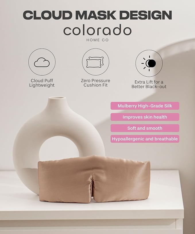 SUNDAYSILKS™ | Adjustable Silk Sleep Mask for Side Sleeper | Cloud-Like Comfort, Weighted for Deep Sleep | Soft Sleep Face Mask for Women & Men, Full Blackout, Cooling Silk Eye Mask for Sleeping