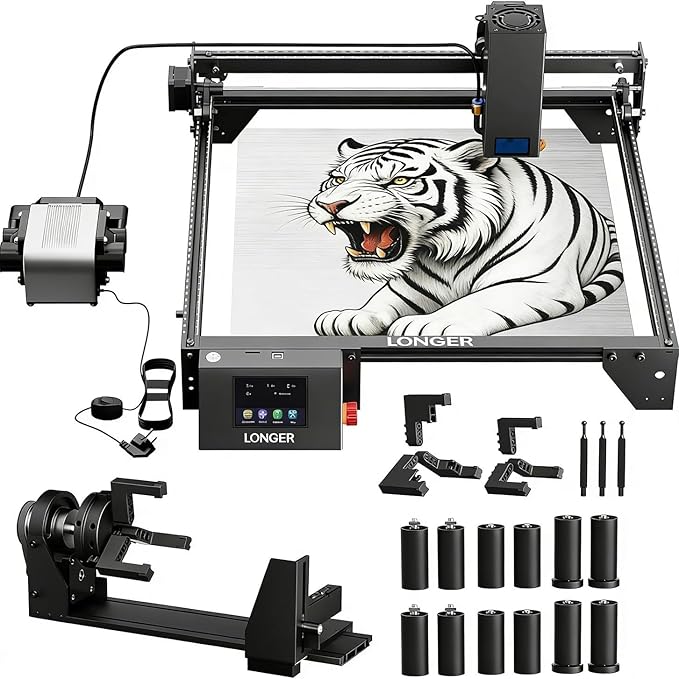 Longer Ray5 20W Laser Engraver with Air Assist Kit 3-in-1 Rotary Roller Kit DIY CNC Laser Cutter Tool for Metal Glass Wood,Engraving Area 400 * 365mm