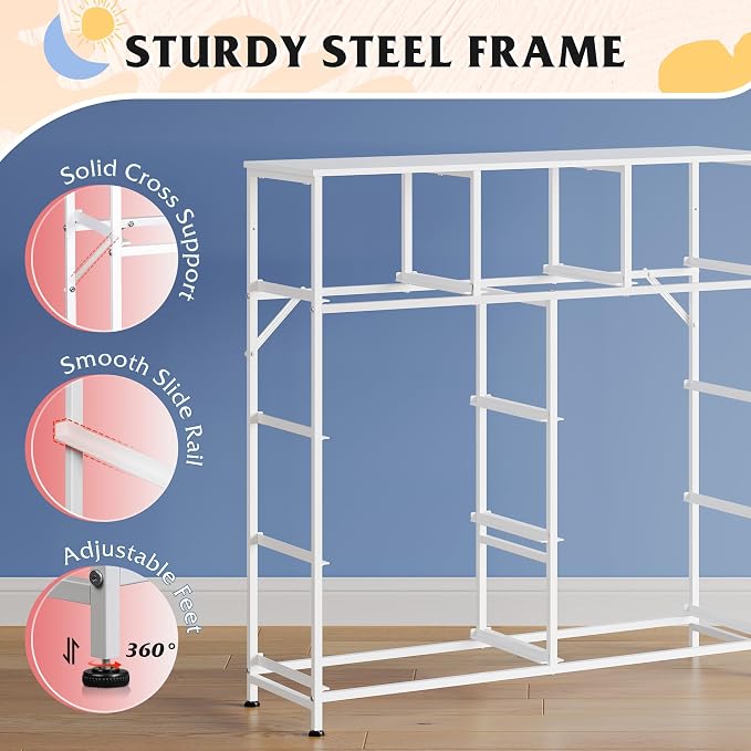 WLIVE 9 Drawer Dresser, Fabric Storage Tower for Bedroom, Hallway, Closet, Tall Chest Organizer Unit for Bedroom with Fabric Bins, Steel Frame, Wood Top, Tie-dye Print (Pink, Purple, Blue)
