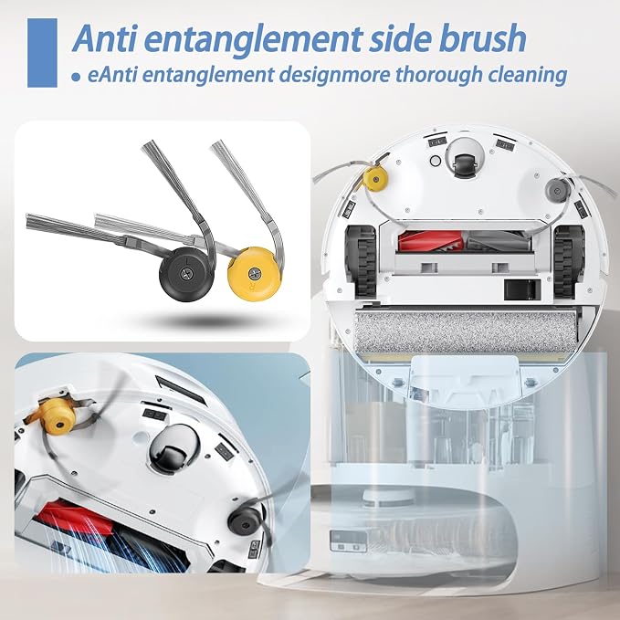 Replacement Accessories Compatible with Roborock Qrevo Curv 2 Flow Robot Vacuum Cleaner,2 Main Brush,3 Roller Mop Cloth, 4 HEPA Filter,6 Side Brush,6 Dust Bag,Accessories Parts Kit ﻿