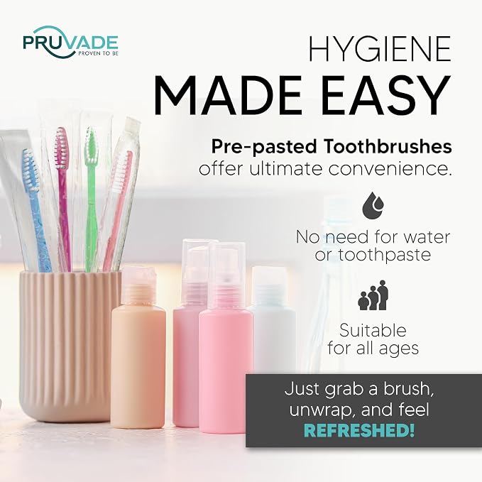144 Pack Disposable Toothbrushes with Toothpaste - Kids Toothbrush | Prepasted Toothbrushes Individually Wrapped - Single Use Waterless Tooth Brush with Soft Bristles - Bubblegum Flavor/Kids