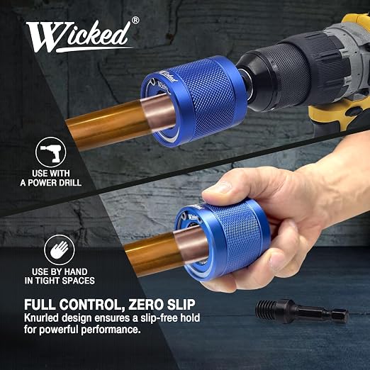 WICKED 1’’ Copper Pipe Cleaner, The Original Fully Repairable Extreme Duty, Professional Plumber’s Tool, Industrial Strength Aircraft Grade Aluminum, Tradesmen Quality/Durability