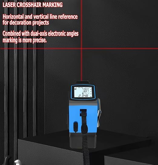 Tape Measure 4-in-1 Laser Digital Measuring Tape & 40m/131ft Laser Distance Meter & with 16ft/5m & Crosshair Markings & Dual-axis Electronic Level,Display On Backlit LCD Screen