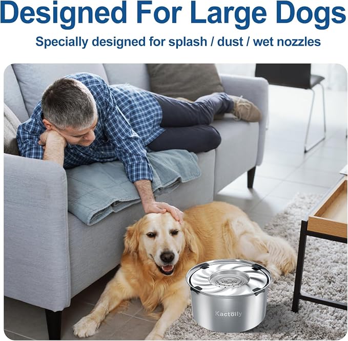 1.47 Gal Stainless Steel No Spill Water Bowl for Large Dogs | 5.6L Large Slow Drinking Dog Water Bowl with Floating Disk, Spill Proof Dog Water Bowl for Messy Drinkers