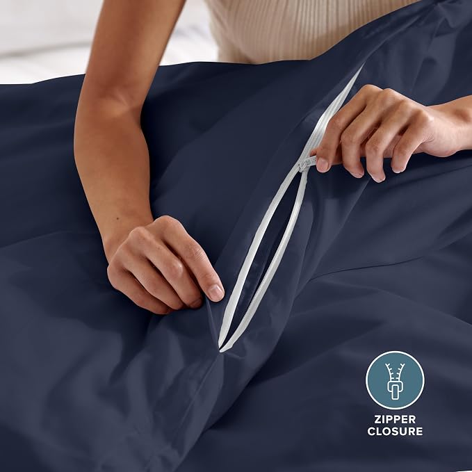 Bare Home Bedding Duvet Cover California King Size - Premium 1800 Super Soft Collection - Lightweight, Cooling - Soft Breathable Bedding Duvet Cover (Cal King, Midnight Blue)