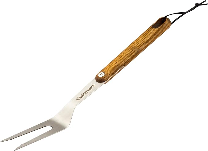 Cuisinart CGS-1100 (Spatula, Locking Tongs, Fork, Basting Brush) 4-Piece Grill Tool Set, Ash Wood Handle