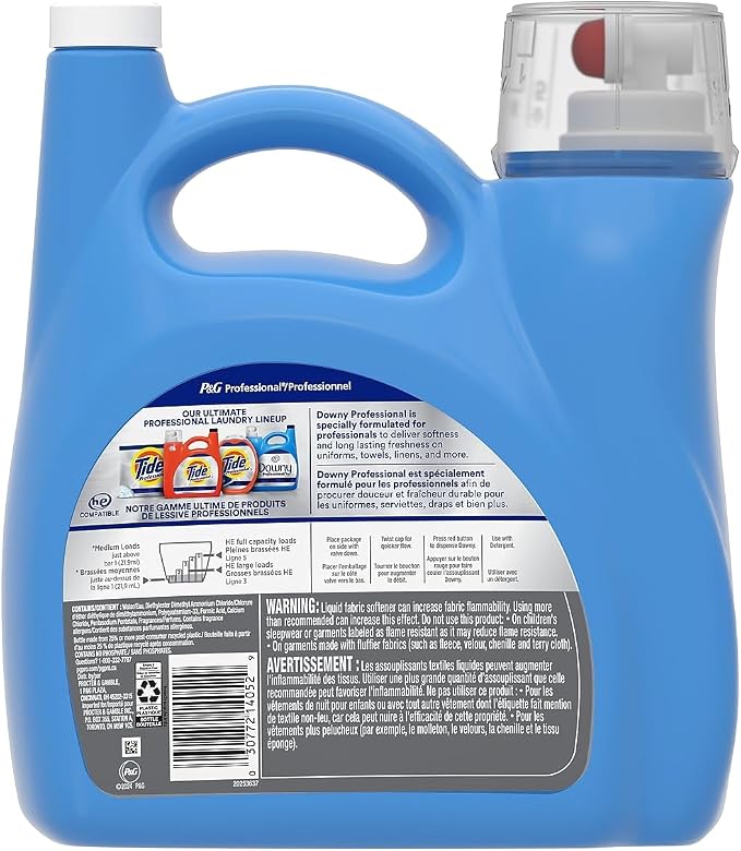 Downy Fabric Softener, Bulk Liquid Fabric Conditioner for Commercial & Residential Washing Machines, 190 loads, Clean & Fresh Scent, 140 fl oz