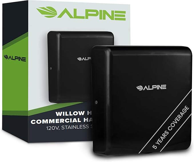 Alpine Hand Dryers for Bathrooms Commercial Extreme Speed Automatic Electric Hand Dryer for Home Bathroom/Restaurant with HEPA Filter, Heat & Speed Control - ADA Compliant (120v Black)