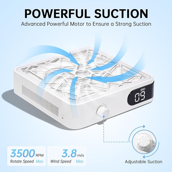 100 Sheets Nail Dust Collector Filter Paper, PP Material Dust Collector Filter Cotton Pad Replacement & Nail Dust Collector, Powerful Vacuum Fan Vent Dust Collector Extractor