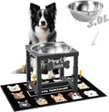 ADENGL 0.8 Gallon Elevated Dog Water Bowl for Medium Dog, 4-Height Adjustable (8–12.2'') Raised Stainless Steel Bowl with Spill-Proof Mat & Sturdy Metal Stand, Easy-Clean Feeder for Indoor/Outdoor Use