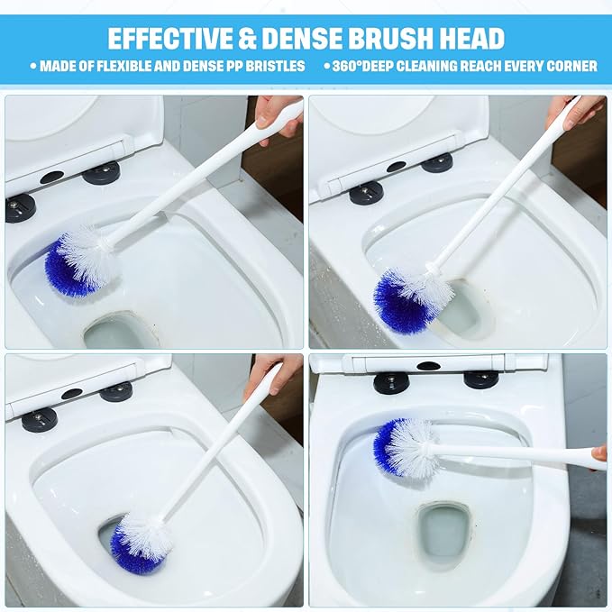 Reallnaive 24 Pcs 18 Inch Toilet Brush Toilet Bowl Cleaner Brush Bathroom Long Plastic Handled Cleaning Scrubber with Hook Hole for Household Bathroom Cleaning Supplies (Round Handle)
