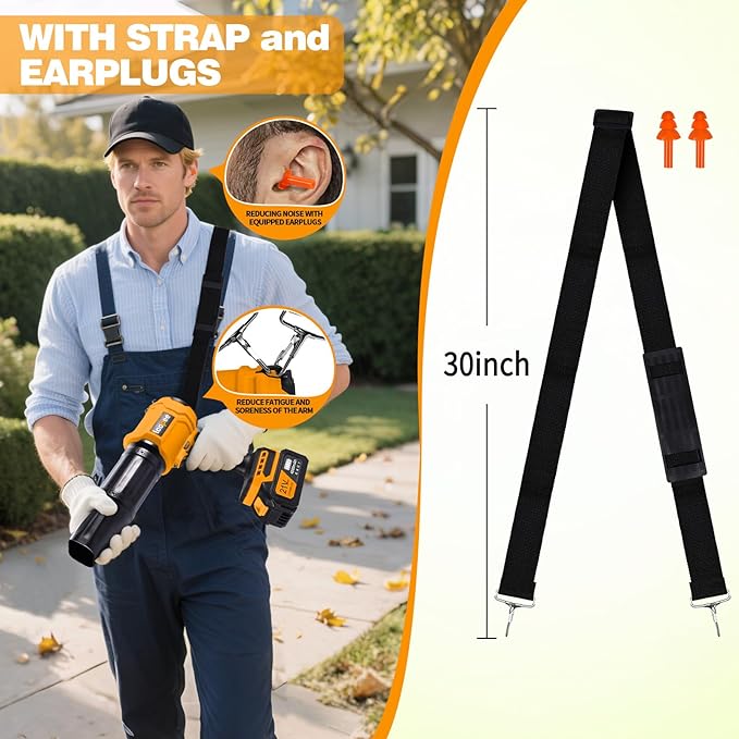 Leaf Blower Cordless,Battery Powered 800,000 RPM Electric Leaf Blower with 2 x 4.0Ah Battery and Charger Handheld Blowers for Lawn Care,Dust,Snow,Car Blowing Water with 2 Extended Nozzle,Orange