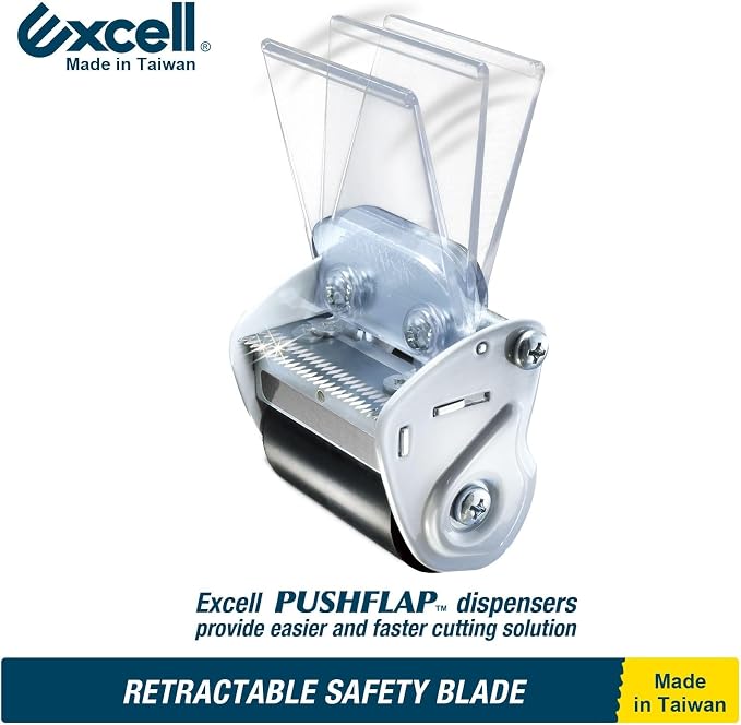Excell EXC-828PL Heavy Duty Tape Dispenser, 2" Wide, 3" Core, 1 Pack | Box Sealing Industrial Tape Dispenser Gun, for Office and Warehouse - Includes Tape Roll