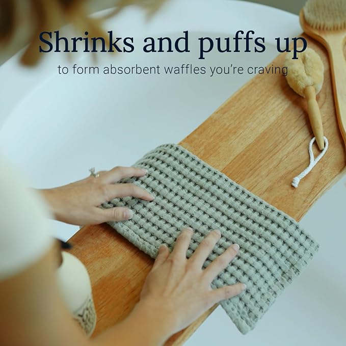 GILDEN TREE Waffle Bath Towels Wash Cloths for Showering, Exfoliating Washcloth Quick Dry Towel, Face Towels for Washing Face Cotton Washcloths Set of 4, Modern Style (Sage Grey)