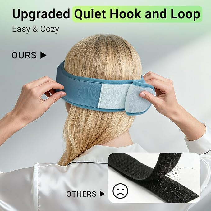 3D Bamboo Cotton Sleep Mask with Bluetooth 5.4 Headphone, Music Wireless Bluetooth Blackout Eye Mask for Side Sleepers, Earphones HD Speaker Microphone for Travel, Gifts for Women Men, Blue