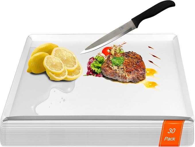 ZVP Disposable Cutting Boards 30 Count, Collapsible Cutting Board Sheet with Built-in Crease, Flexible Plastic Cutting Mat for Kitchen and Commercial Use, 17 x 12 In White
