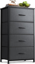 AODK Small Dresser for Bedroom with 4 Storage Drawers, Dark Grey | Dressers Chest of Drawers Fabric Dresser with Sturdy Steel Frame, Dressers for Closet with Wood Top