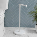 KES White Toilet Paper Holder Stand with Heavy Base, Freestanding Toilet Roll Holder for Bathroom Floor, Stainless Steel, BPH283S1-WH