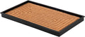 Anji Mountain Heavy Duty Waterproof Rubber Shoe Storage Mat Organizer/Boot Storage Tray Multi Use for Entryway with Coir, Tan Rectangle Embossed Insert, Fits 2 Pair (24.5" Wide)