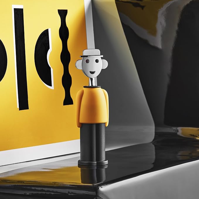 Alessi AM23 YB - Alessandro M. Corkscrew in thermoplastic resin, yellow and black and chrome plated zamak.