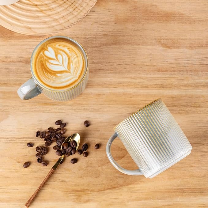 theterra Ceramic Coffee Mugs Set of 4, 14.2oz Handmade Coffee Cups with Handle for Latte, Tea, Milk, Beer, Hot Cocoa, Desert Sage