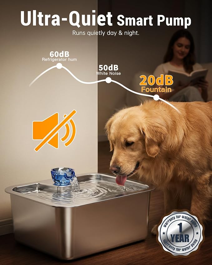 PETNF Dog Water Fountain Pump Replacement for Stainless Steel Large Dog Fountain, Compatible with D2341/D2419/D2223/D2322 Models, Ultra Quiet & Long Lifespan