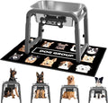 1.2 Gallon Elevated Dog Water Bowl, Height Adjustable (11–17'') Raised Stainless Steel Bowl with Spill-Proof Mat & Sturdy Metal Stand, Tip-Proof, Easy to Clean, Indoor & Outdoor Use