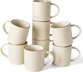 famiware Coffee Mug Set for 8, Star 16 oz Catering Mugs Cup Set with Handle for Coffee, Tea, Cocoa, Milk - Ceramic Stoneware Drinkware Set, White