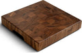 SHUMARU End Grain Cutting Board, 12.6 x 12.6 x 2 Inch Thick Square Butcher Block, Premium Exotic Heartwood, Knife-Friendly Chopping Block with Non-Slip Feet & Hidden Side Handles