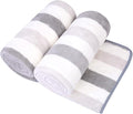 JML Microfiber Bath Towels, 30" x 60", Cabana Stripe Grey, Set of 2 | Hanging Loop,Large, Soft, Super Absorbent, Fast Drying, Perfect for Hair Wrap, Sport, Fitness, Yoga