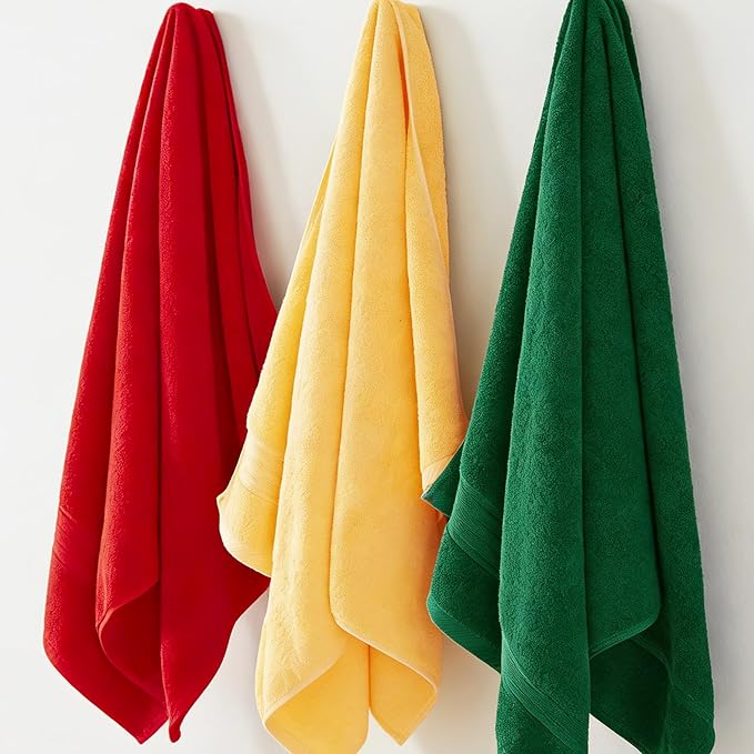COZYART Red Bath Towel Set for Bathroom Soft Absorbent Durable 650 GSM Turkish Cotton Towel Sets of 6, 2 Large Bath Towels, 2 Hand Towels, 2 Washclothes | OEKO-Tex 100 Certified Zero Twist Ring Spun, Soft Absorbent Quick Dry, Plush Fluffy, Breathable H...