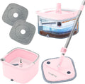 True & Tidy Square Spin Mop & Bucket System, 2 Machine Washable Pads, Rose