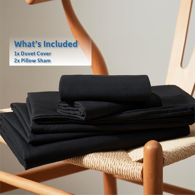 Nestl Black California King Duvet Cover Sets - Soft Double Brushed Cal King Duvet Cover, 3 Piece, with Button Closure, 1 Duvet Cover 104x98 inches and 2 Pillow Shams