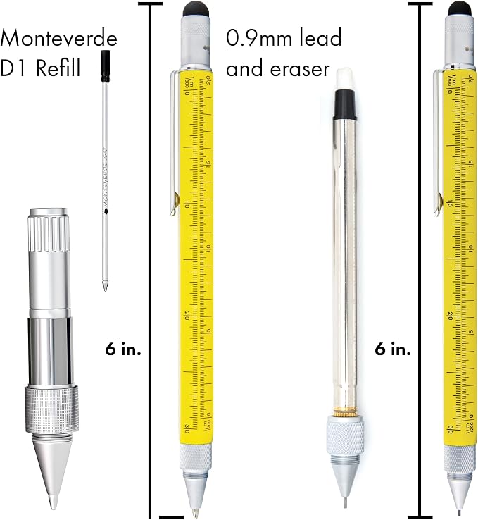 Monteverde One Touch Tool Set Ballpoint Pen with Stylus Yellow + Tool Pencil – Original Multifunction Pen Set from the Exclusive Collection – Ideal Gift for Engineers (MV35459)