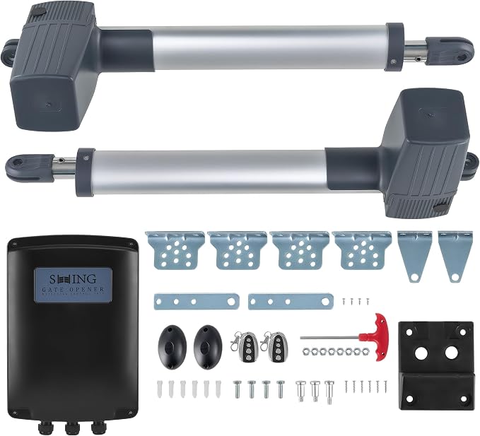 CO-Z Automatic Dual Swing Gate Opener Kit for Gates up to 1300 lb 36 ft | Includes Infrared Sensor, Remote Control, Custom Open/Close Time, and Solar Panel Compatibility (Solar Panels Not Included).