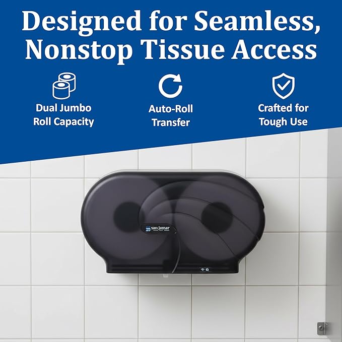 SJMR4090TBK - San Jamar Oceans Twin 9amp;quot; JBT Toilet Tissue Dispenser